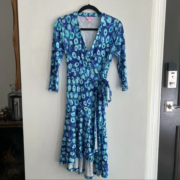 blue animal print wrap dress Leopard Print Wrap Dress – Dotty